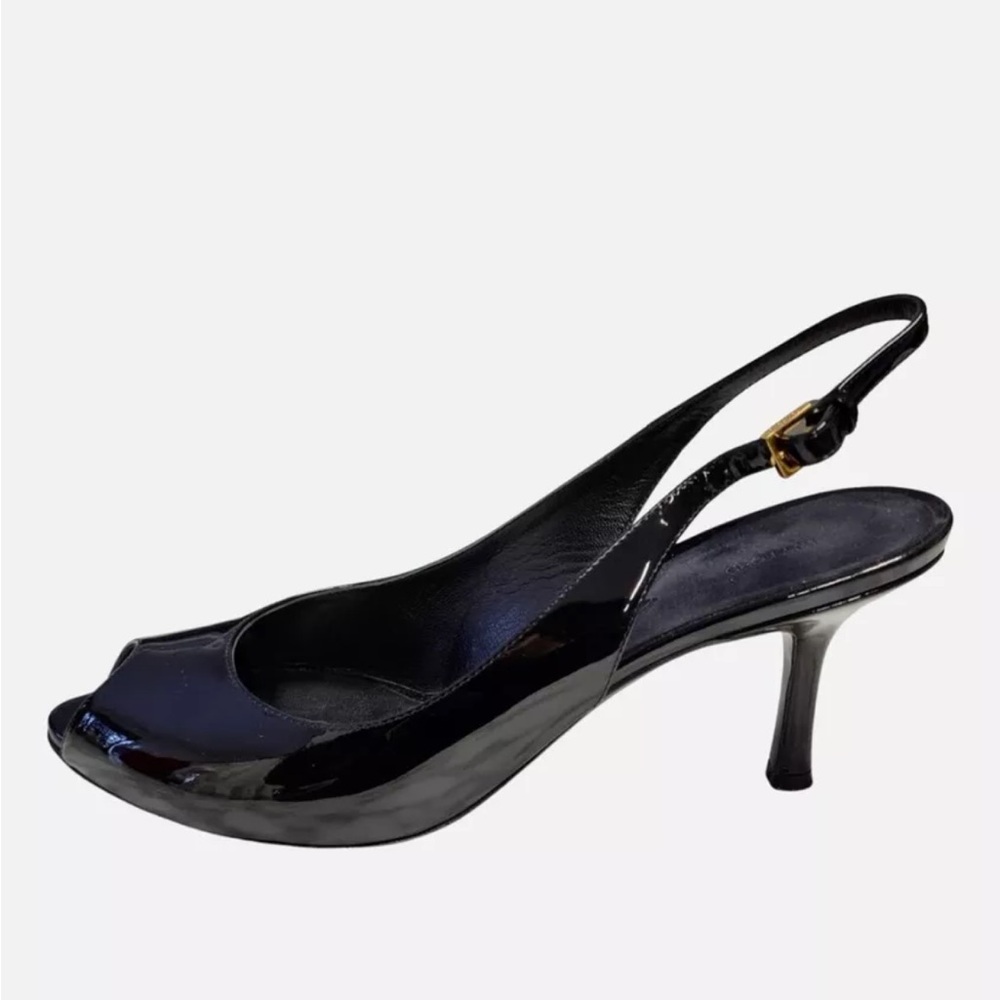 TOMF FORD Patent Leather Slingback Peep Toe Kitten Heel Shoe - Size 36